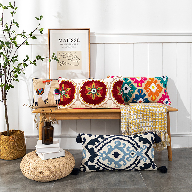 Yafeng Cushion Cover Tassel Fur Ball Patch Cushion Cover
