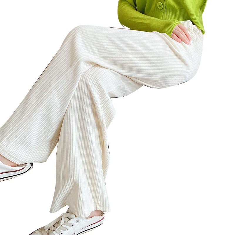 Chenille White Wide-leg Pants Trousers High Waist Loose-fitting Women