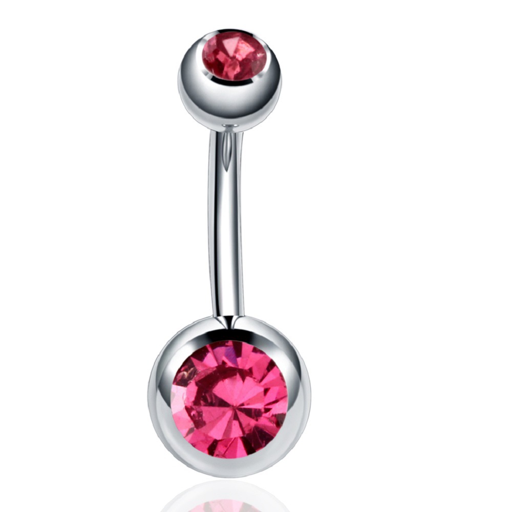 Stainless Steel Pressure Diamond Navel Double Diamond Color Ornament