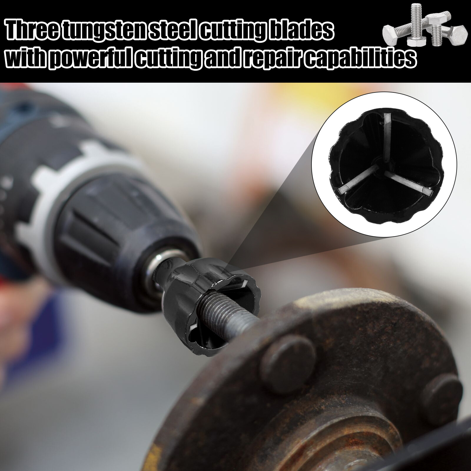 2pcs Thread External Chamfer Tool Tungsten Steel Deburring External Repair Bolt