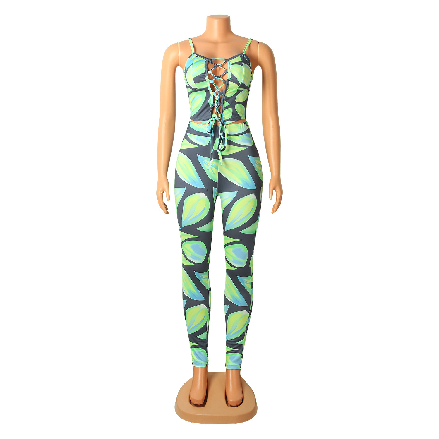 Ladies Digital Printed Sexy Two-Piece Strap Set