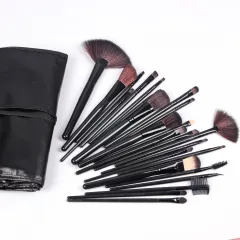Shadowing 24 Makeup Brushes Set, Brownnatural Wood - Black - View 1