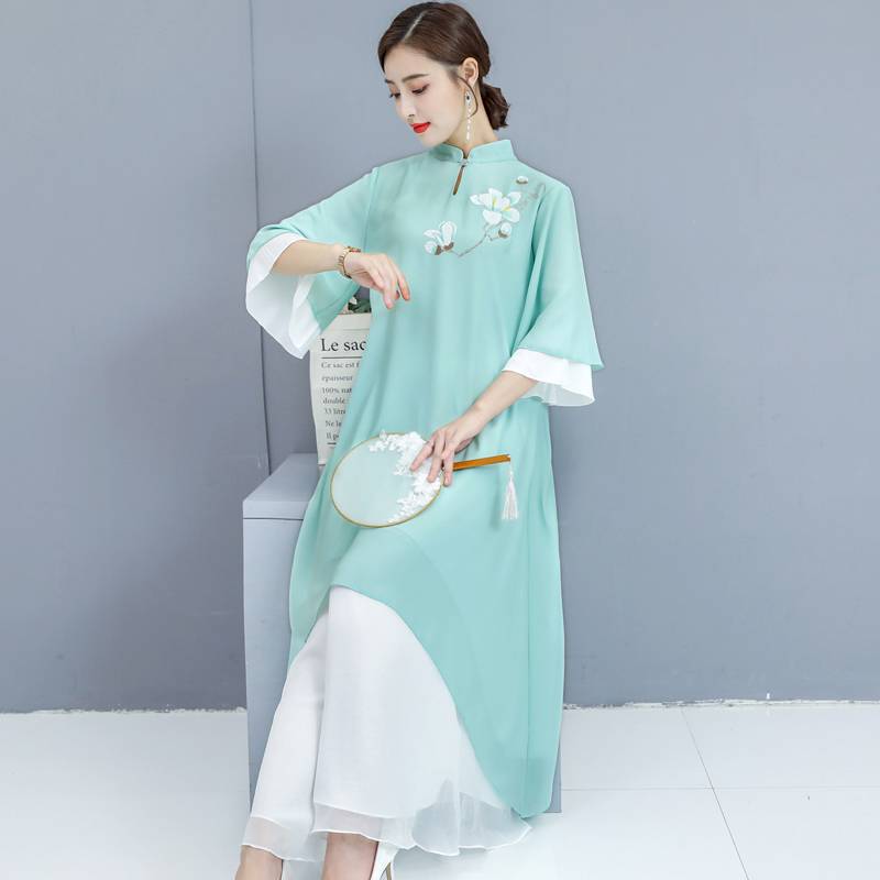 Hand-Painted Chiffon Dress