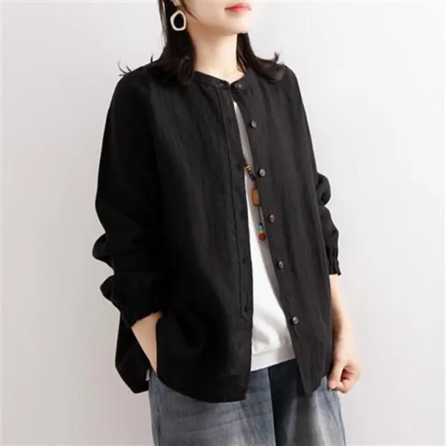 Renaissance Spring And Autumn Cotton And Hemp Shirts Black - Shop at LoveMi