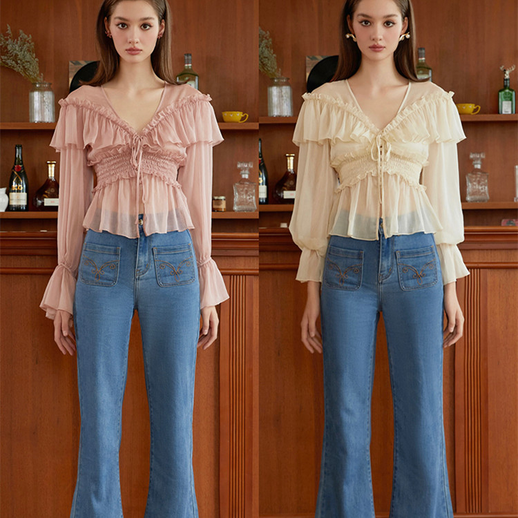 Women's Fashion French Wood Ear Edge Light And Versatile Sun Protection Shirt