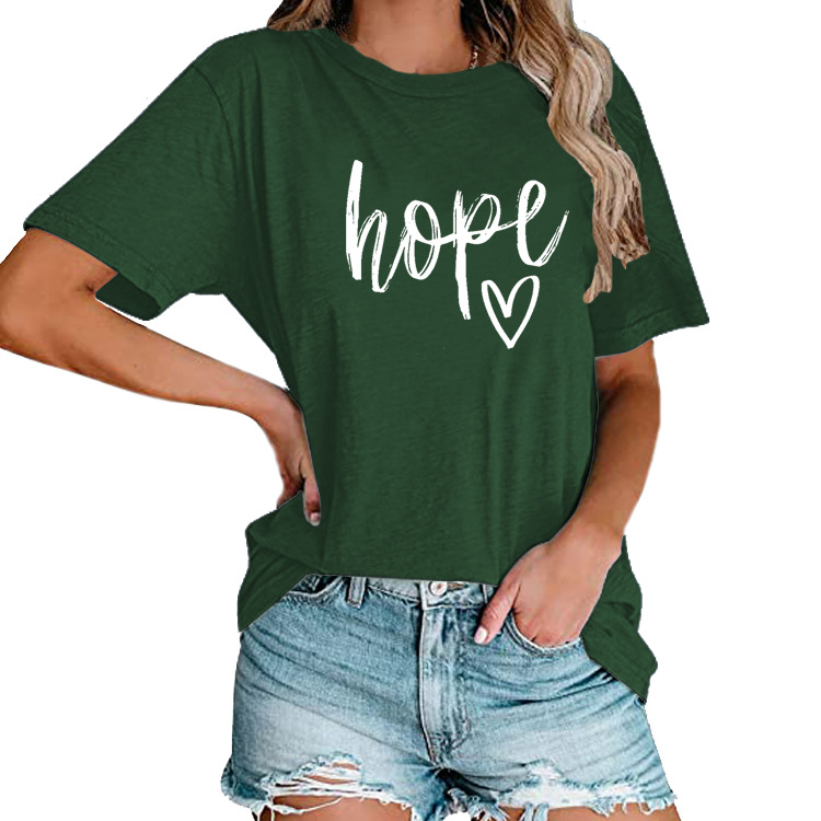 Title 12, Womens HOPE Love Print Loose T-shirt offers ef...