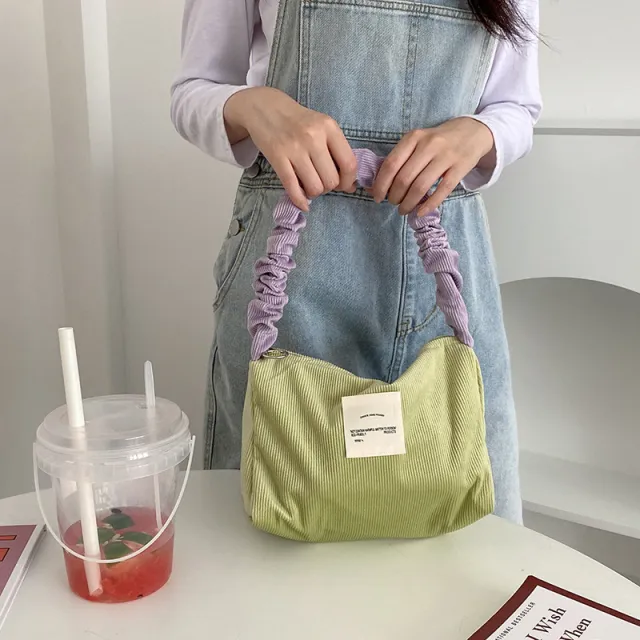 Candy colored Corduroy Underarm Bag Green - Shop at LoveMi