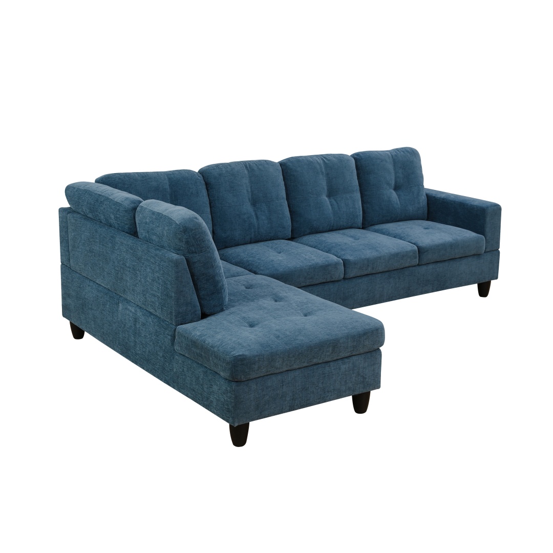 Pickup Only--Blue Flannel 3-Piece Couch Living Room Sofa Set