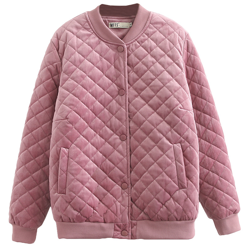 Plus Size Women's Winter Clothes New Slim Loose Light Thin Silk Velvet Small Cotton Coat