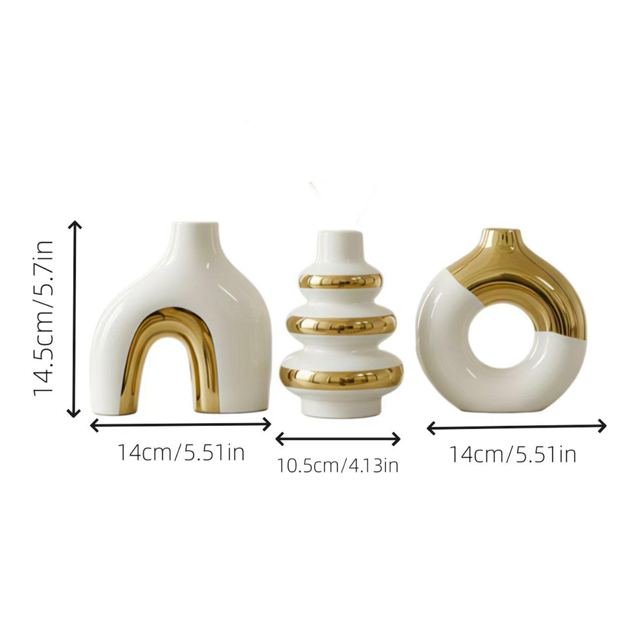 3pcs Nordic Creative Luxury Modern Simple Electroplated Ceramic Flower Vase, Home Decor Ornament Gift For Water Cultivation 4