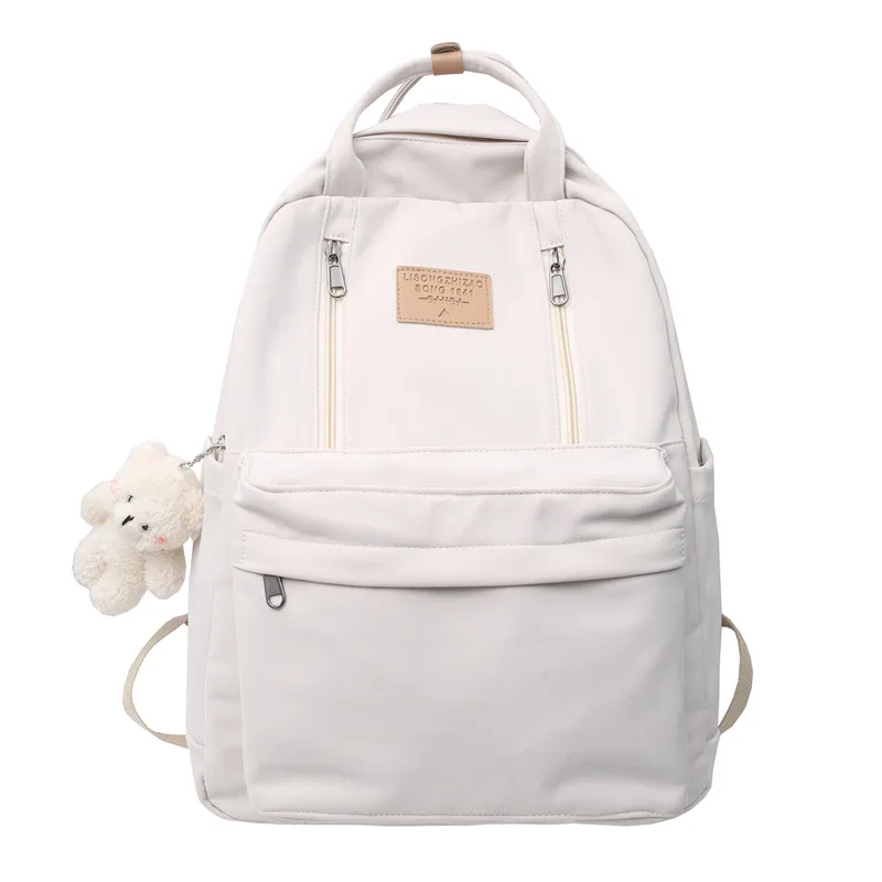 Cool Backpacks School Bag Double Zipper Tote Bags - Beige