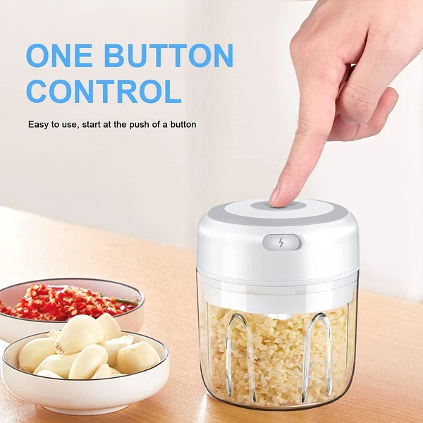 Electric 300ML Garlic Press Chopper Chili Onion Fruits Meat Mincer Blender Mixer — foto 14