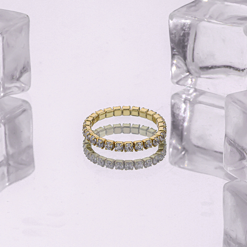 Women's Sterling Silver Zircon Stacked Plain Ring