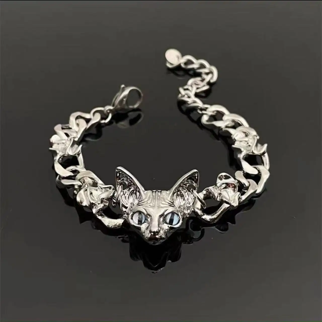 Dark Alien Cat Titanium Steel Bracelet Female Design
