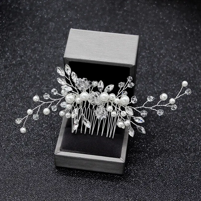 Gold And Silver Horse Eye Diamond Handmade Pearl Hair Comb Insert Comb