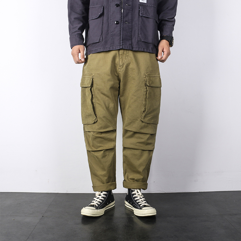 Overalls Japanese Loose Retro Big Pocket Military Style Casual Pants