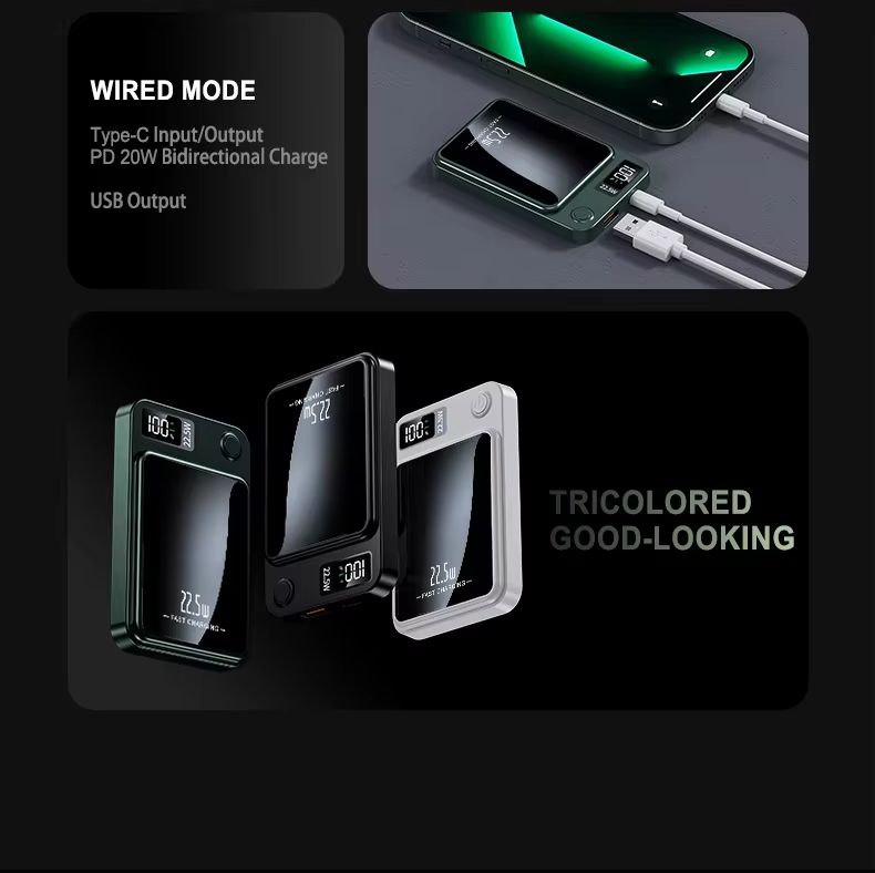 30000 MAh Magnetische Kabellose Powerbank, Superschnelles Aufladen, Tragbare Externe Akku-Powerbank Fr