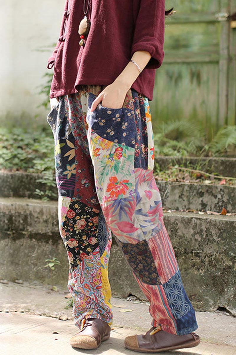 Outer Wear Cotton And Linen Loose Double Layer Casual Trousers Spring