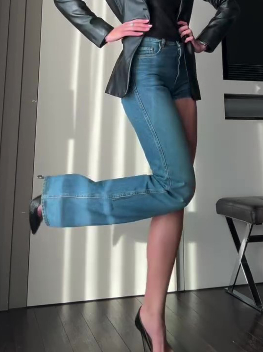 Fashion Single-shoulder Shorts Irregular Jeans