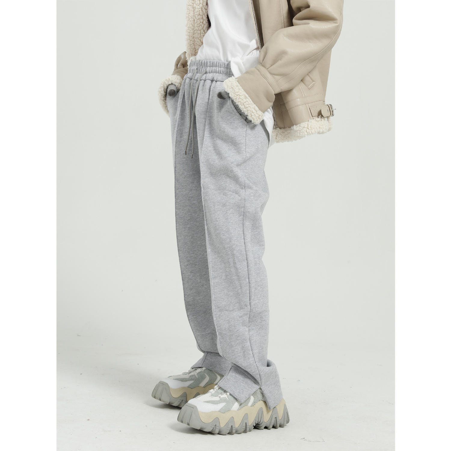 Men's Simple And Versatile Side Split Casual Trousers