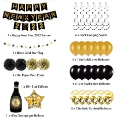 New Year's Letters Pull FlagEve Party Decoration Photo Props - As Shown - View 1