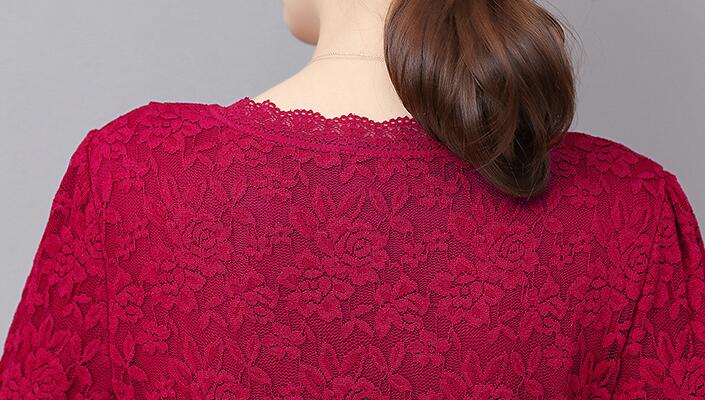 Women's Simple Solid Color Thick Lace Shirt