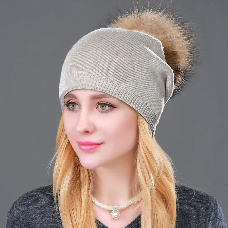 Autumn And Winter Women's Knitted Wool Hat - Beige