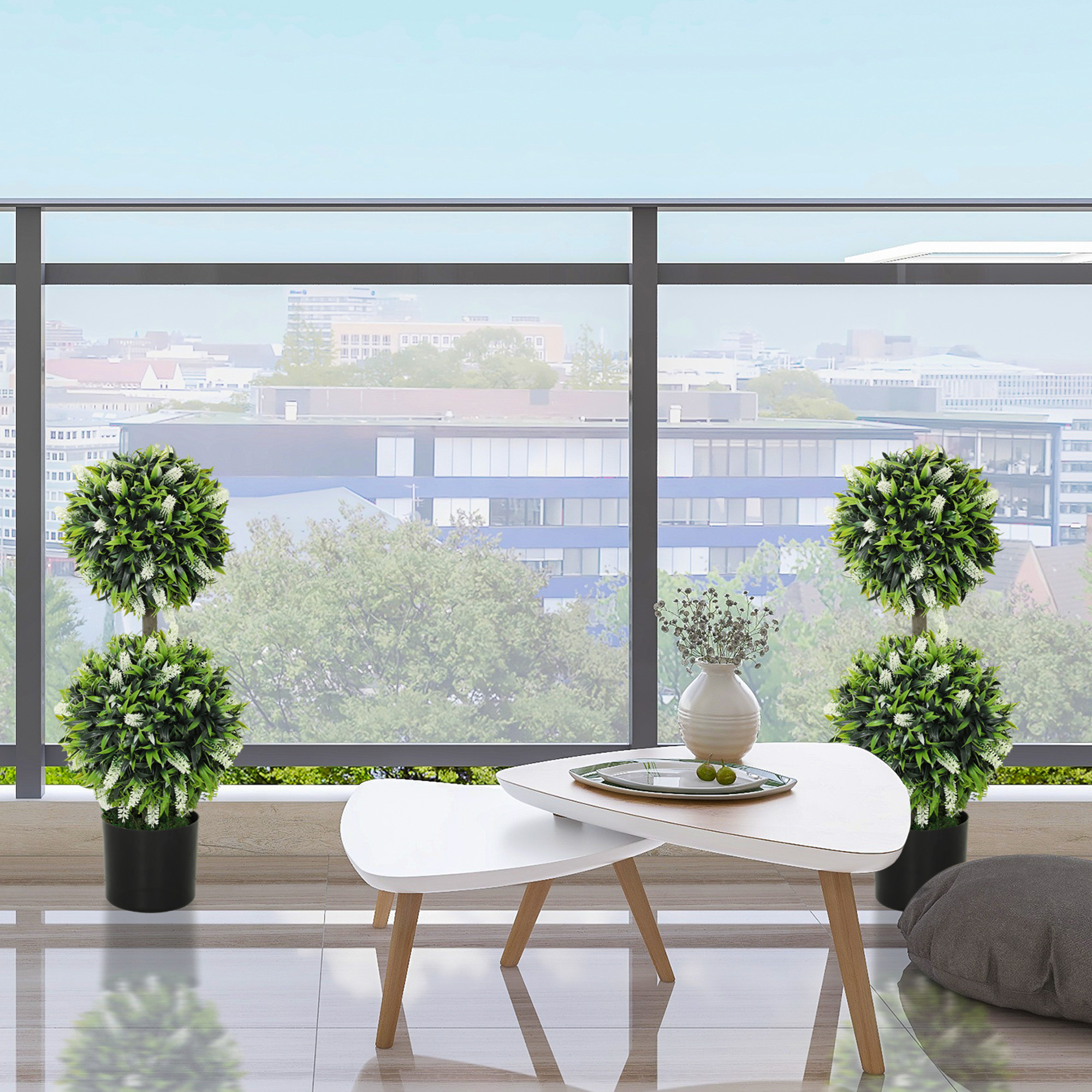 Two-piece Decorative Artificial Plant Ball Tree, With Lavender Potted Plants — image 5