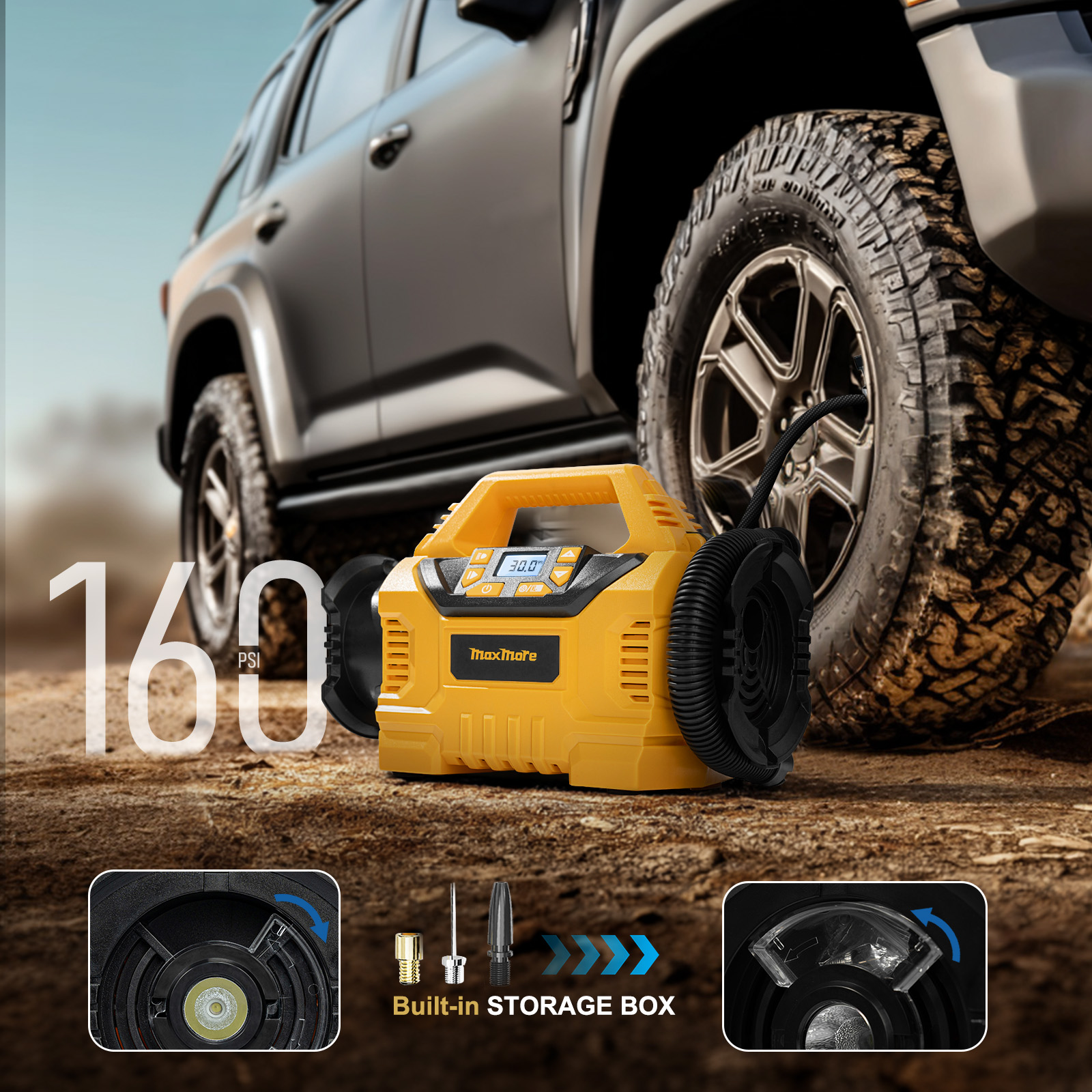 Portable Tire Inflator Deflator For 20V Battery Tool Only, 160 PSI Cordless Air — image 5