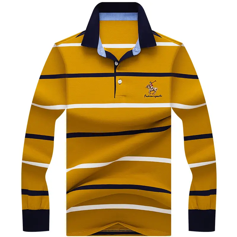 Lapel Plus Size Striped Business Men's T-shirt