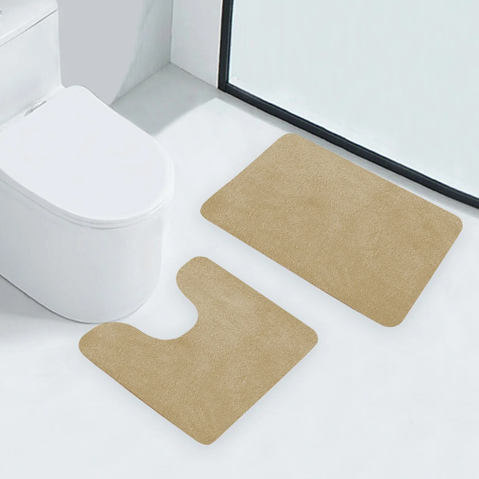 Two-piece Solid Color Bathroom Mat Set With Non-slip Backing - Ultra-absorbent Surface For Bathroom And Powder Room - Comfortable, Machine-washable Mat 5