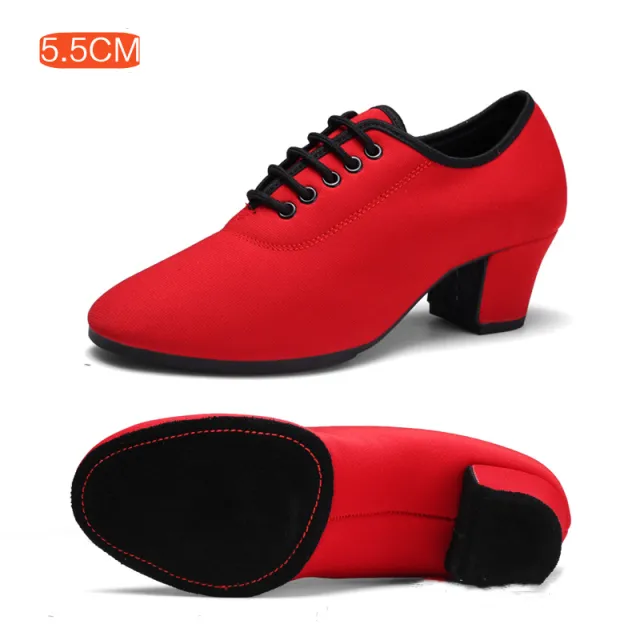 Charm Charm Latin Dance Women's Mid Heel Soft Bottom Oxford Cloth Dancing Shoes Red - Shop at LoveMi