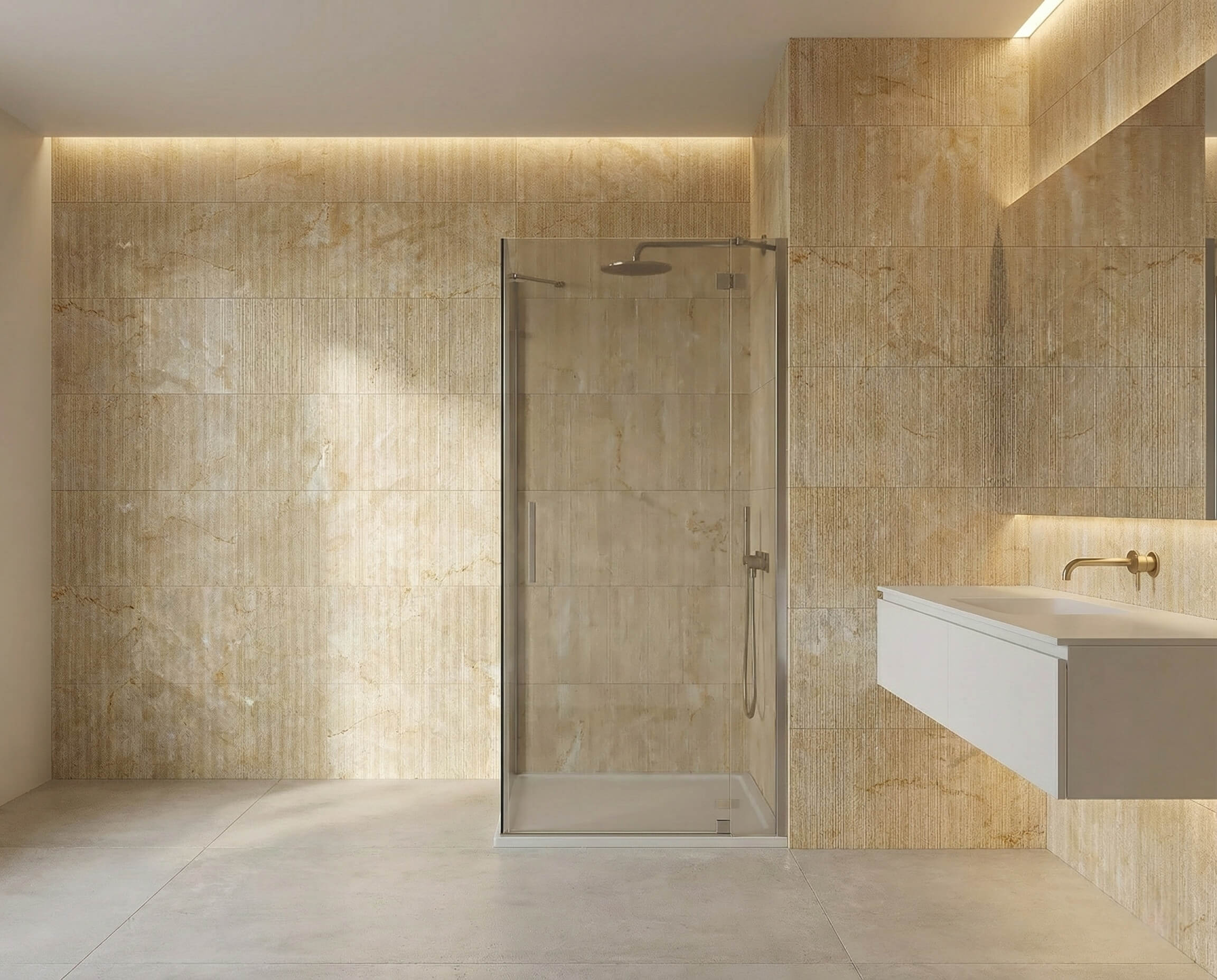 12X24 Inch Gold Yellow Beige Natural Marble, For Wall, FS Textured Finished, 3D Fluted... thumbnail 1