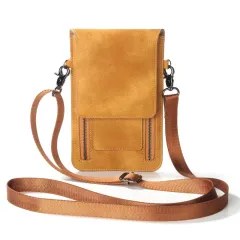 XS 876P S21 S20 Double Zip Crossbody Leather Case - Brown - View 1