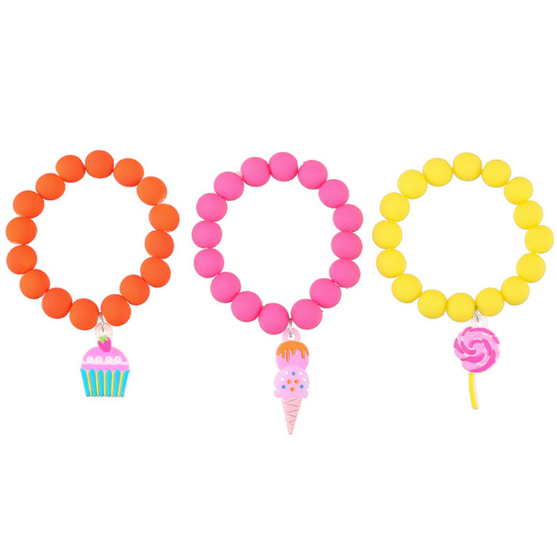 Pvc Rubber Children's Bead Bracelet Set Of Three