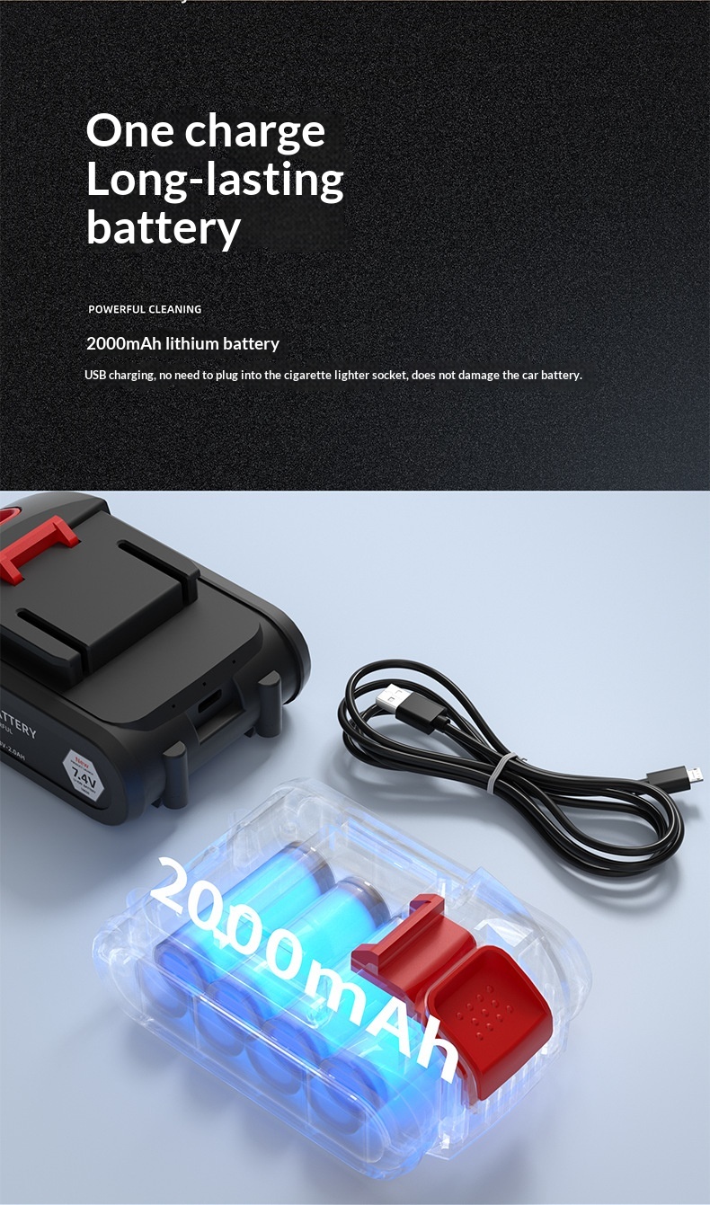 Mini Cordless Handheld Car Vacuum Inflator Combo With LED Light, Powerful Suction 9