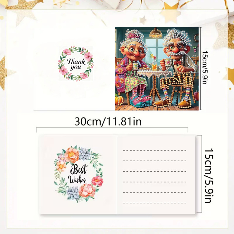 DIY Diamond Painting Kit Birthday Card Kit, Unique Grandma Pattern Design, Water Diamond Painting Art Mosaic Postcards, Festival Cards Perfect For Families, Friends, And Lovers, Handmade Gift