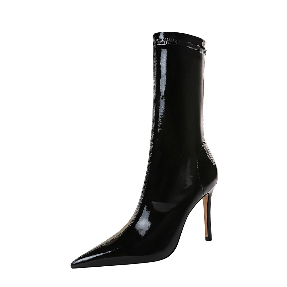 Title 2, Bottines femme sexy en cuir verni brillant et e...