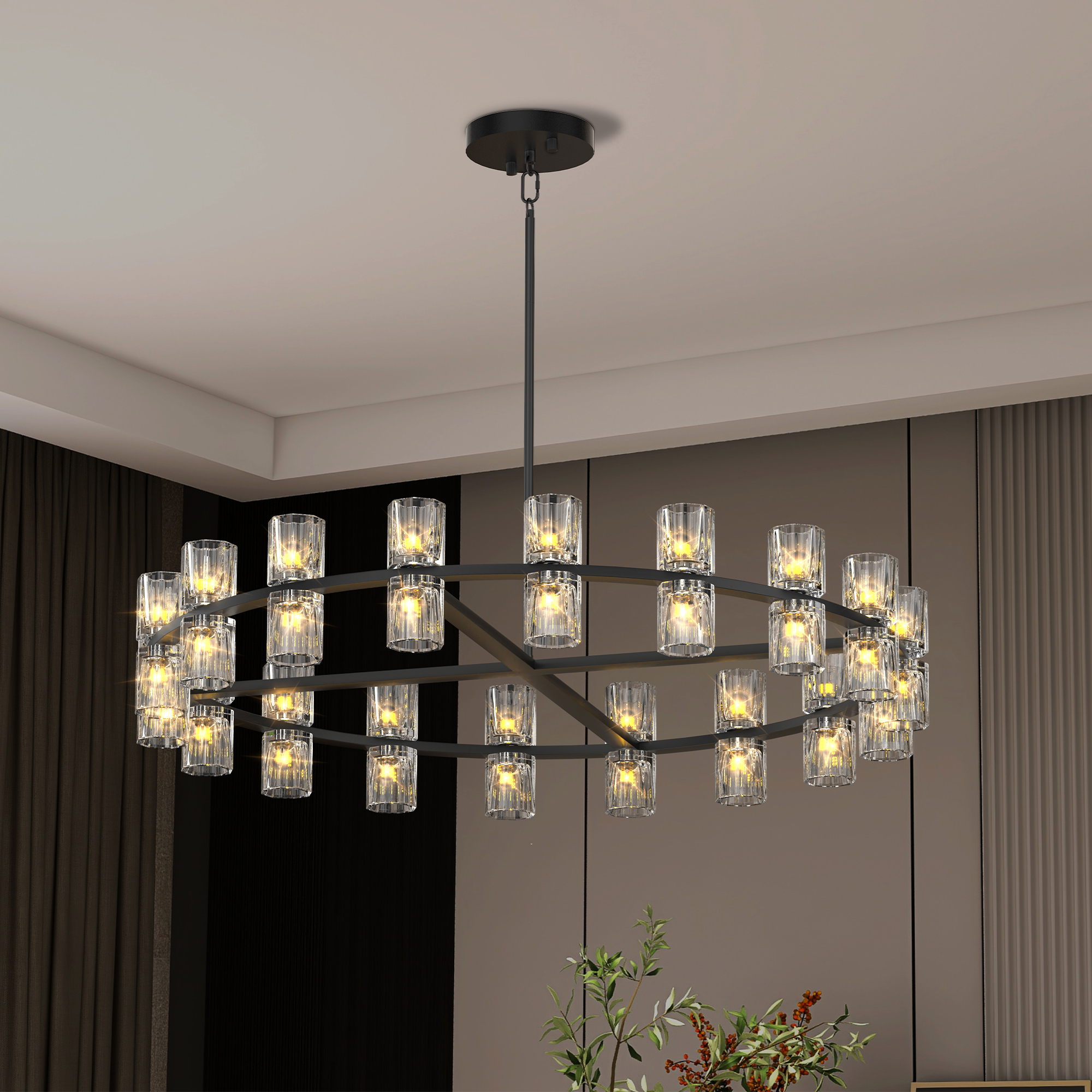 L005030-D36-P36B,W1340P310778 36 Inches Luxury Chandeliers Crystal Living Room Decorative Lights Simple Modern Dining Room LED Lighting,for Home Decor ,Bulbs Included