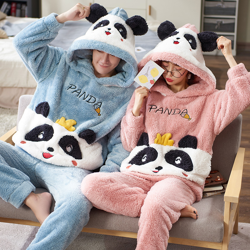 Title 8, Winter Couple Thickened Flannel Pajamas Suit