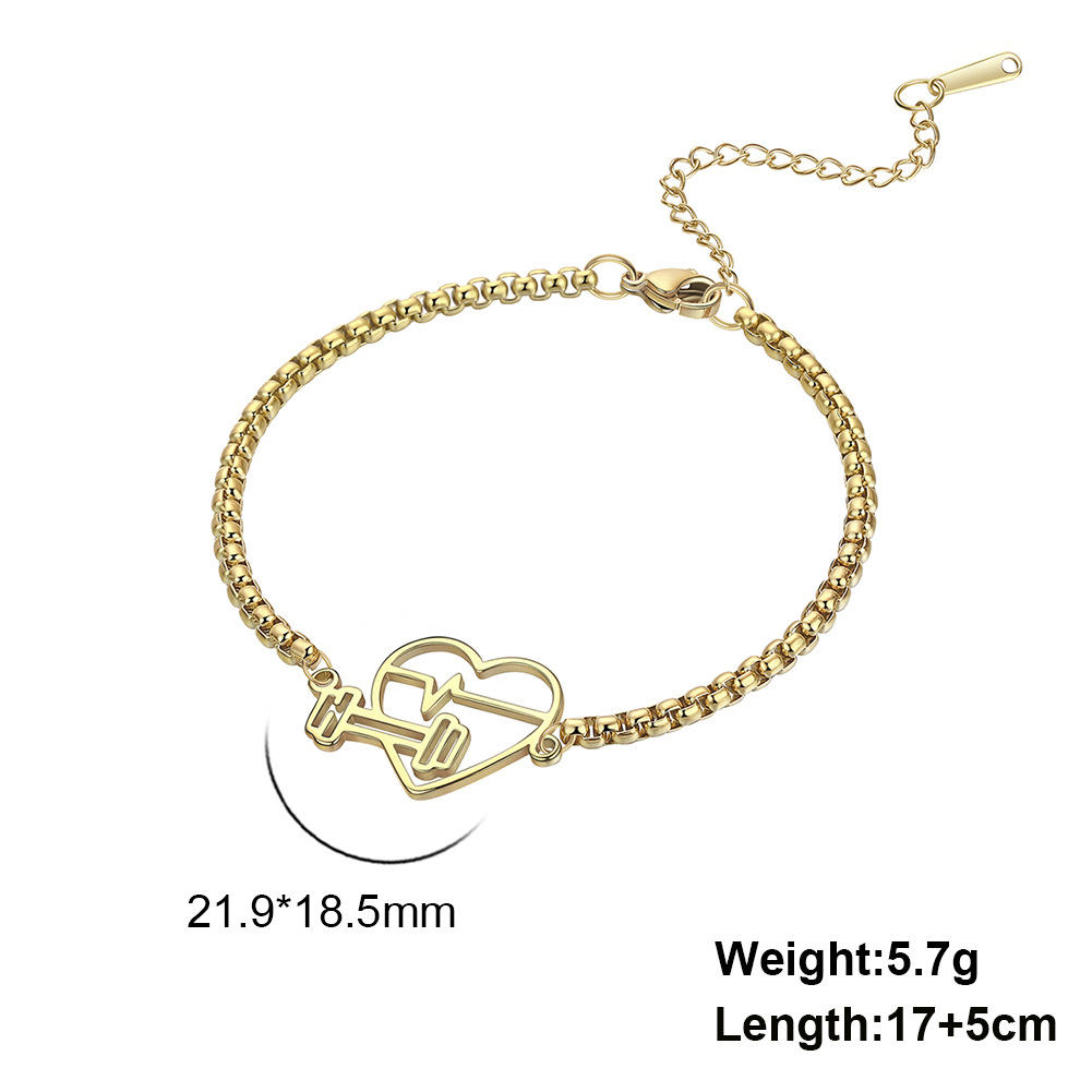 Love ECG Pattern Pendant Stainless Steel Bracelet