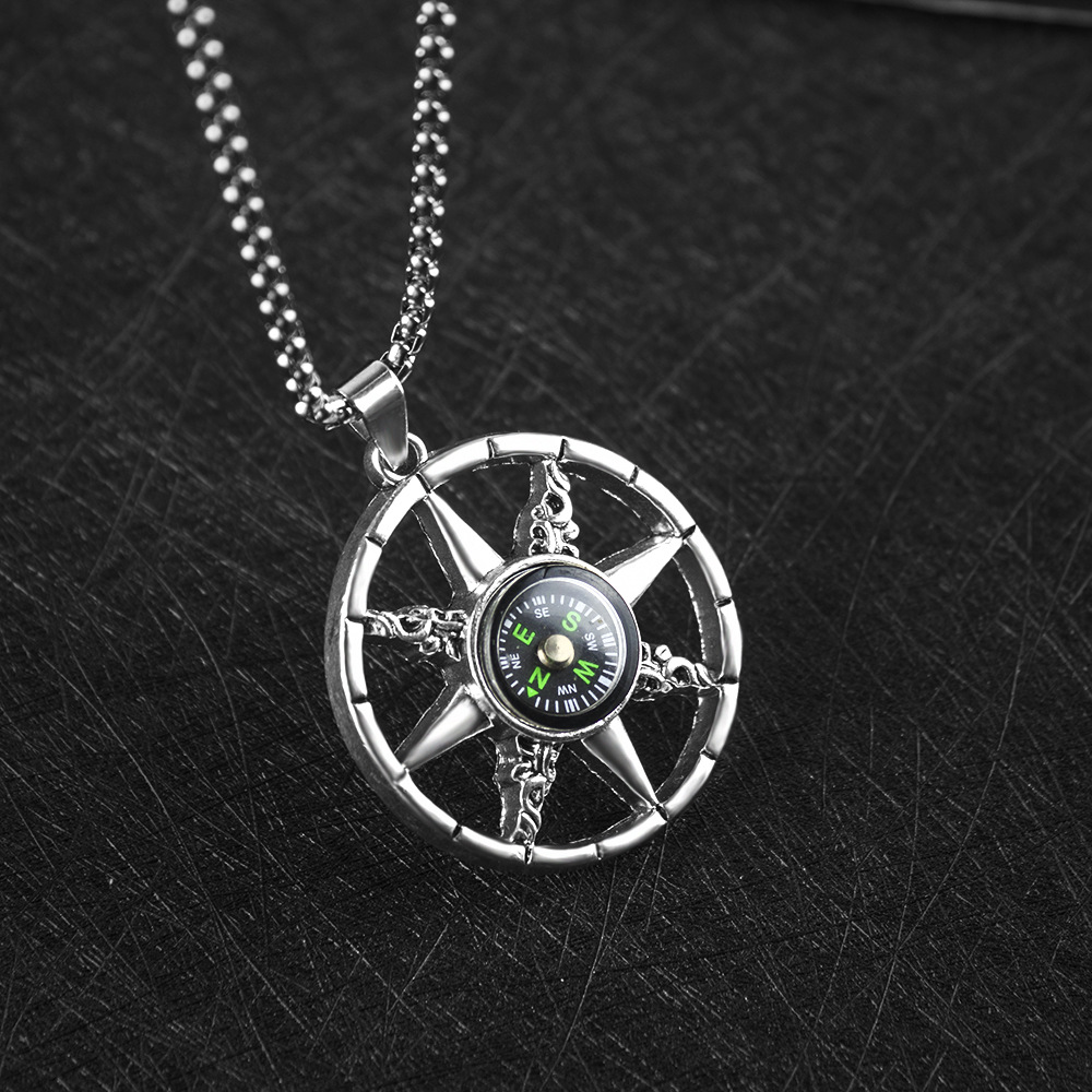 Compass Necklace Boys Hip Hop Pendant