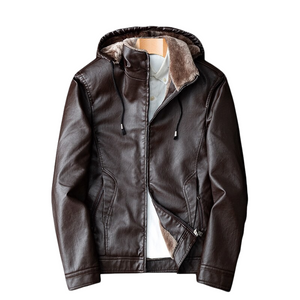 Men's PU Leather Cotton Coat Youth