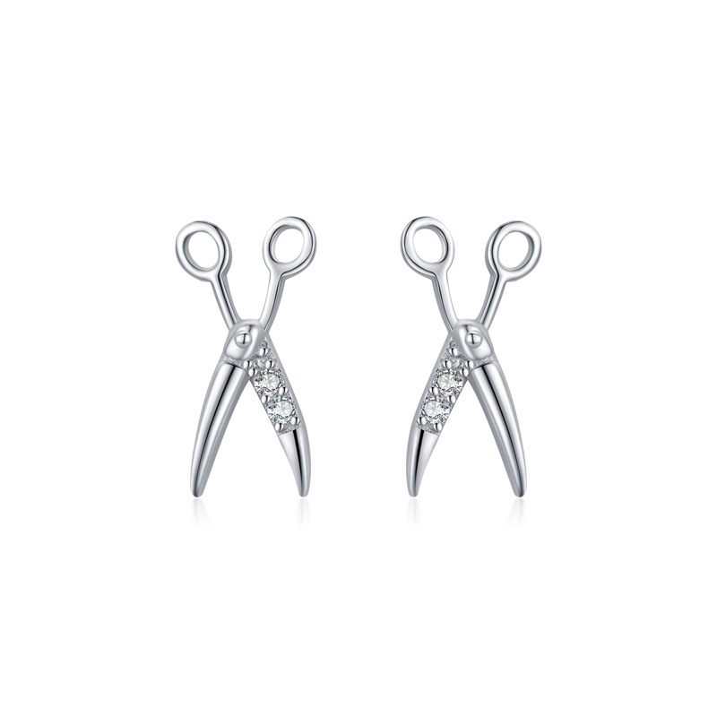 S925 Sterling Silver Scissor Earrings