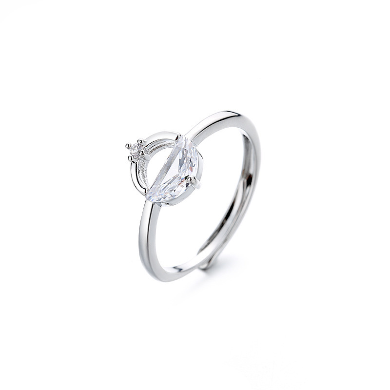Round Geometric Semicircle Diamond  Index Finger Ring