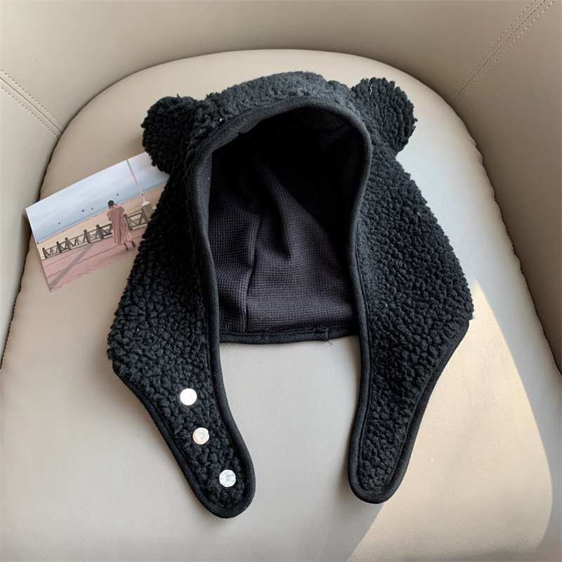 Hat Brown Bear Cute And Sweet Ears Black - Shop at LoveMi