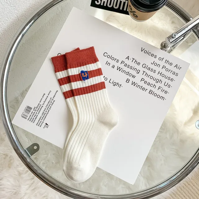Embroidered Socks For Children With Double Stitches Red Embroidery - Shop at LoveMi