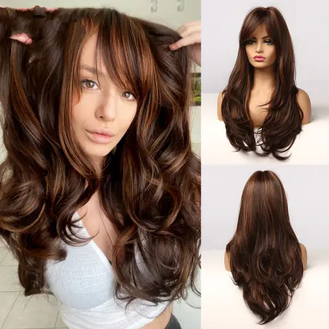 Net Red Wind with Eight Character Bangs Dark Brown