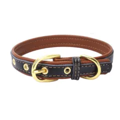 Pet Supplies Fashion Cute Adjustable High-end Leather Collar - Brown - View 1
