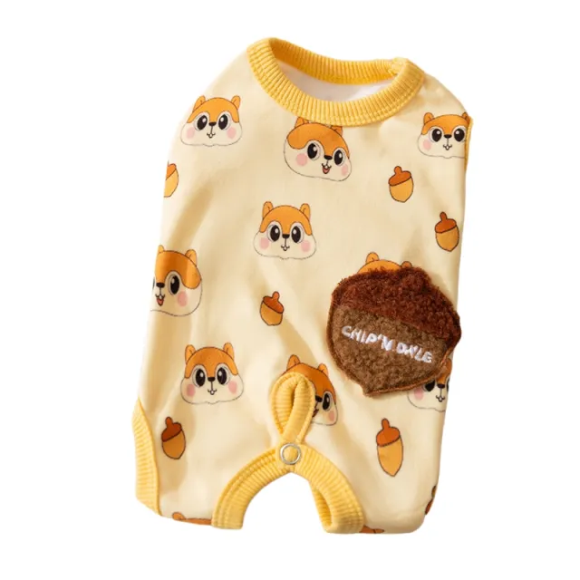 Cute All Indian Squirrel Dog Sleeveless Clothes, Warm Winter Dog Jumpsuit, Teddy Soft soled Shirt Yellow - Shop at LoveMi